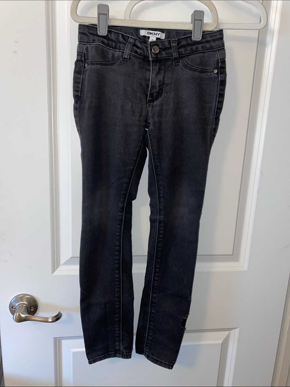 DKNY Girls Skinny Jeans Size 8 Faded Black Charcoal Stretch Denim